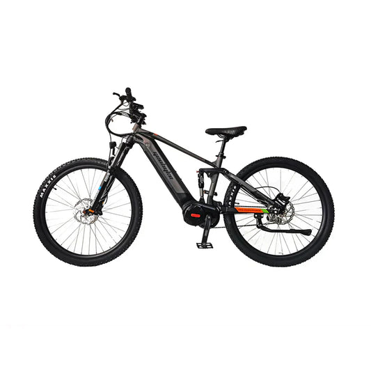 GeoByke All Trail Full Suspension e-bike – built for rugged Southland terrain with mid-drive motor, premium suspension, and long-range battery