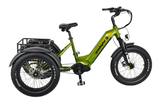 GeoByke electric trike displayed at Invercargill City Mall showroom, offering stability and comfort for riders