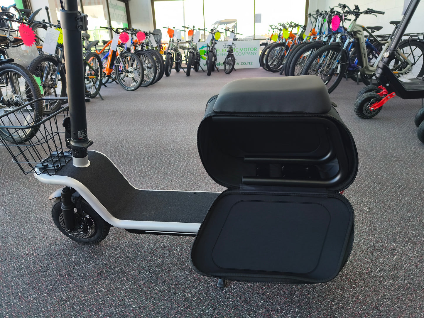 EMVC S20 Electric Scooter - Seat - Storage - Suspension